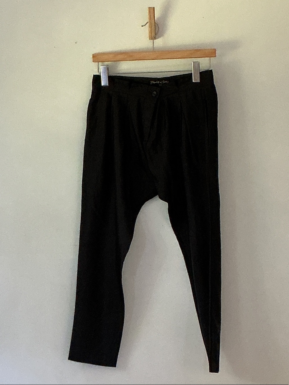 Elizabeth and James Silk Black Relaxed Drop-Crotch Trousers